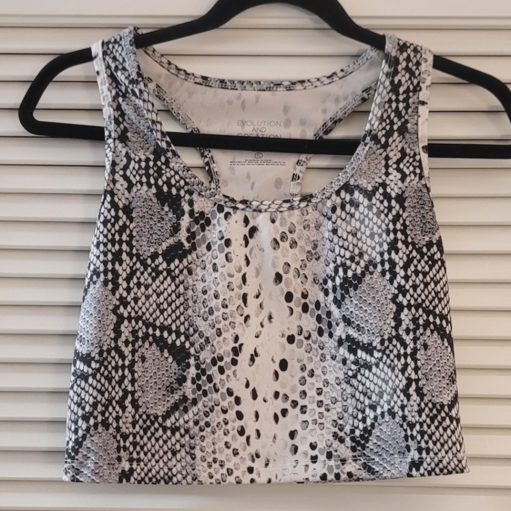 Evolution and Creation- Snake Skin Athletic Activewear Racerback Crop Tank Top